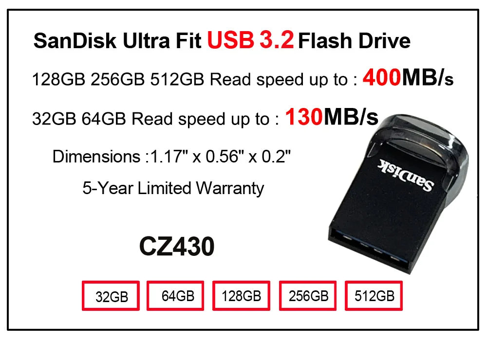 Unidad flash USB SanDisk USB 3,0, 512GB, 256GB, 128GB, 64GB, 32GB, Super Mini Pen Drive, memoria USB de alta velocidad usb3.1, disco U