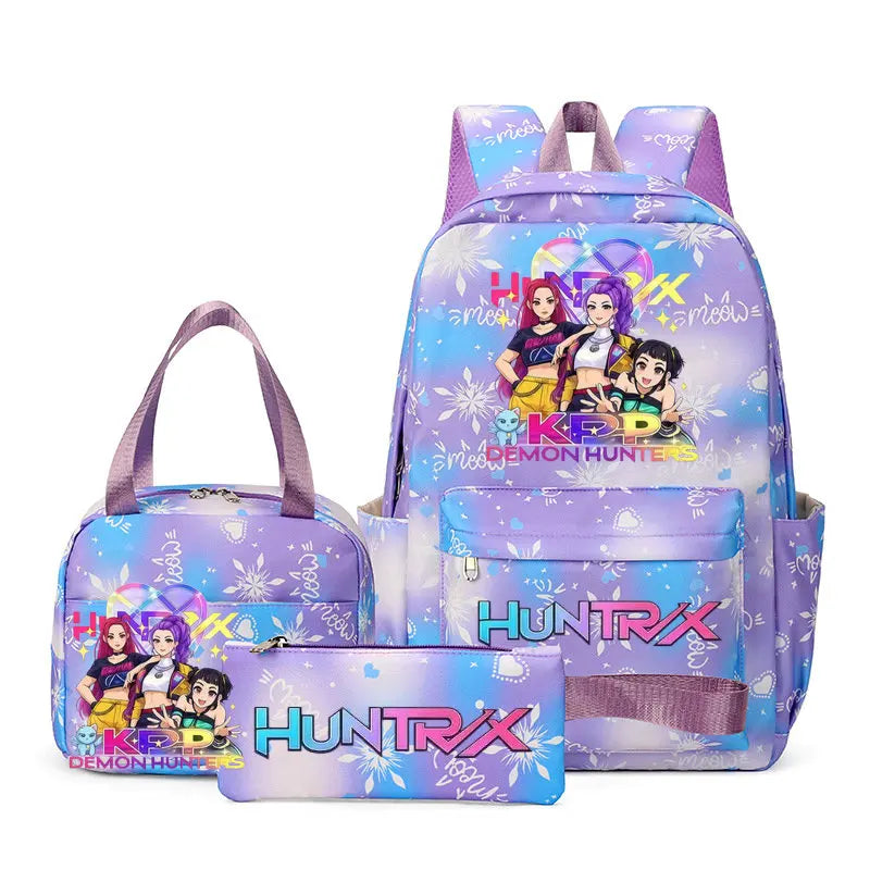 Mochila escolar KPop Demon Hunters, juego de 3 piezas, bolsa de almuerzo, estuche para lápices, regalo de regreso a la escuela para niñas, mochila de ocio, bolsas de viaje para adolescentes