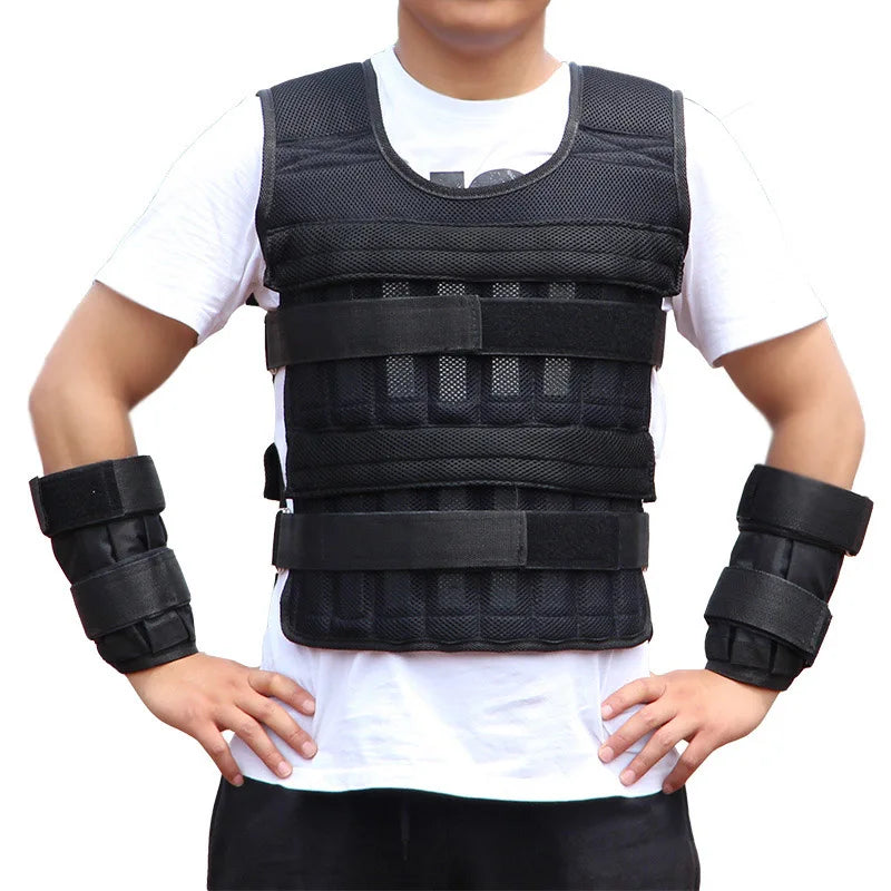 Chaleco con Peso Ajustable de 20 kg, Bolsa Vacía para Fitness y Correr, para Hombres y Mujeres, Ropa Negra de Entrenamiento Físico para Boxeo