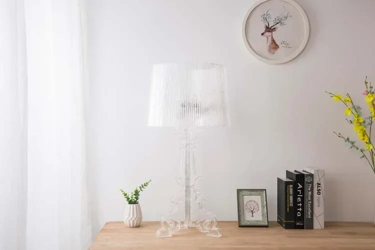 Lámpara de mesa de fantasma barroco blanco transparente de diseñador nórdico, iluminación para sofá, decoración, luz ambiental LED