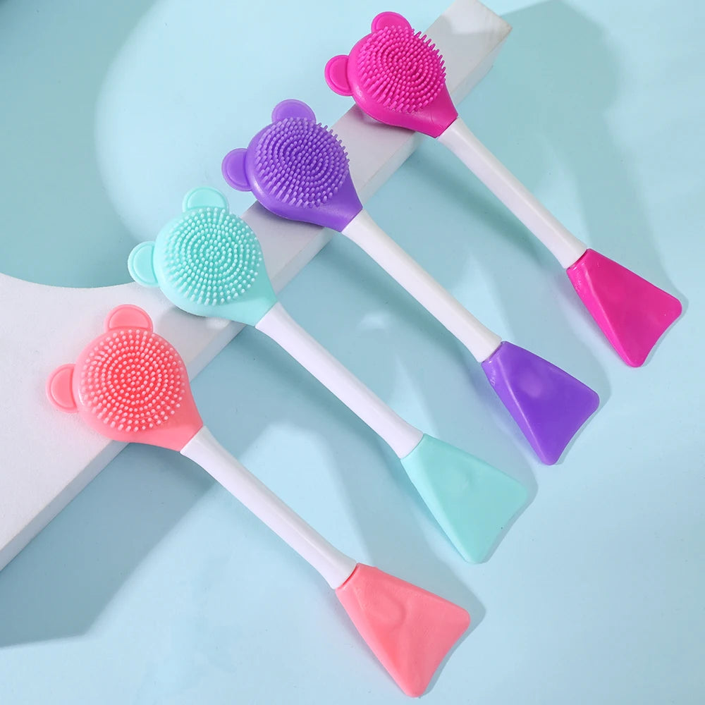Cepillo para mascarilla Facial de doble cabezal, aplicador de silicona, cuchara, espátula, palo agitador, cuidado de limpieza Facial de la piel, herramientas de maquillaje para el hogar