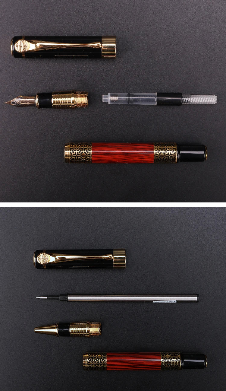 Pluma estilográfica de grano de madera de Metal, suministros escolares, bolígrafos para estudiantes, suministros de papelería, pluma estilográfica de alta calidad
