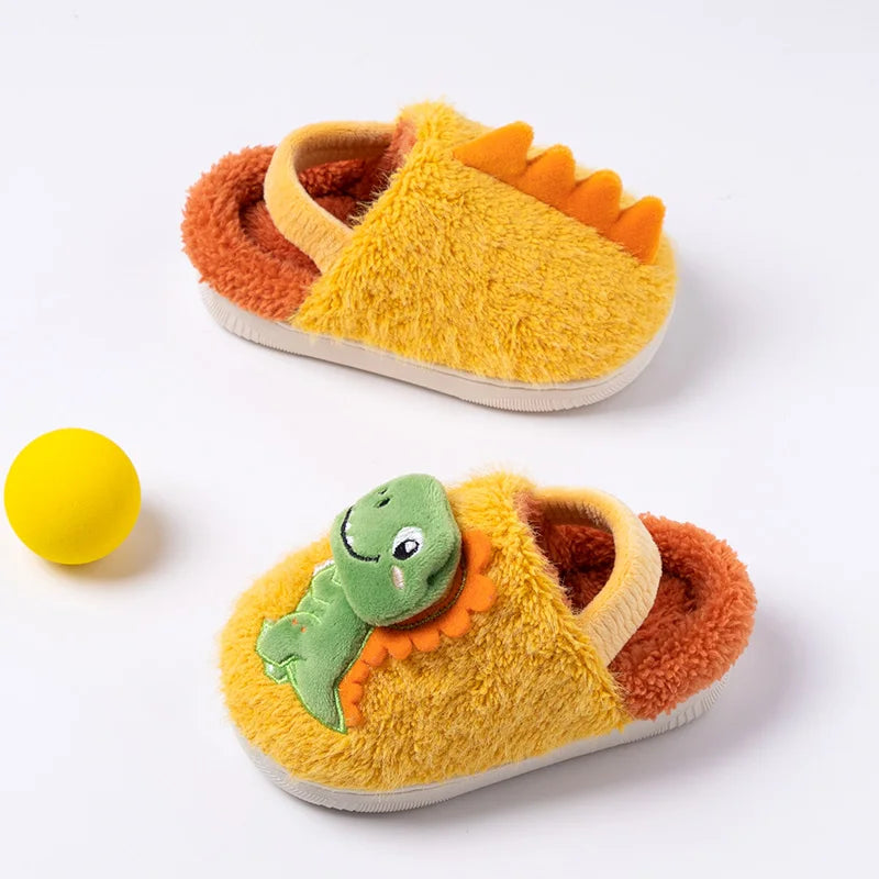 MELITTDEER Zapatillas de dibujos animados para niños, zapatillas de otoño, suaves y cálidas, zapatos de interior para niños, recién llegado 2025, dinosaurio de dibujos animados