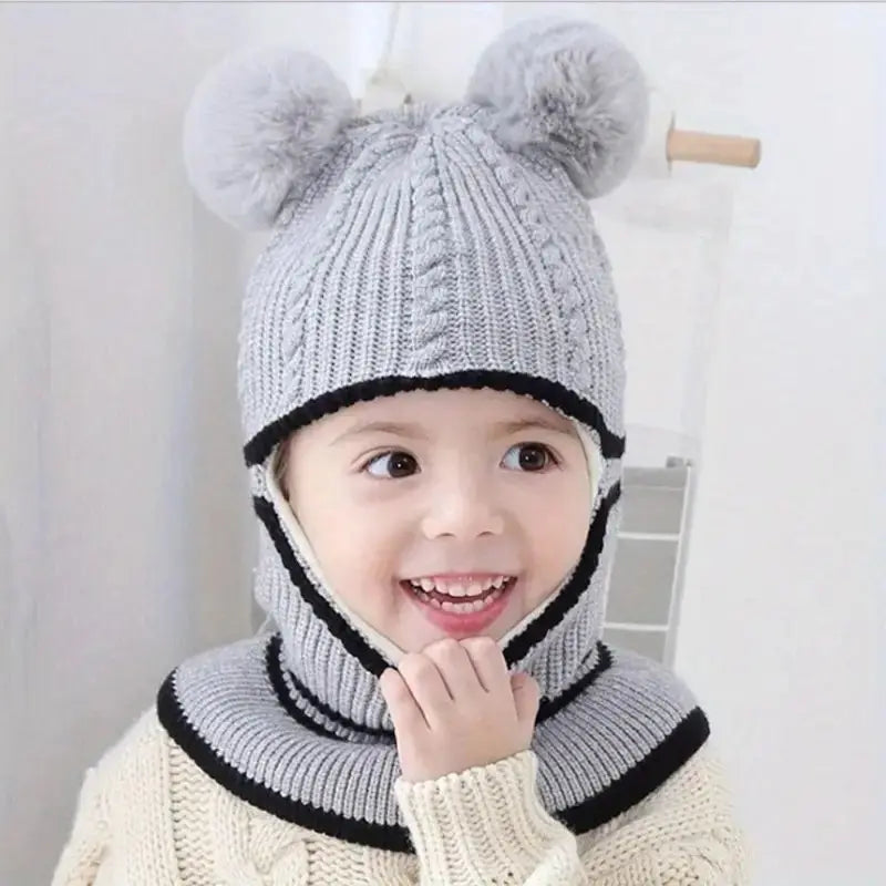 Gorro tejido con orejas de oso para bebés y niños, gorros cálidos bonitos, gorros para niñas y niños, Jersey de punto, gorros