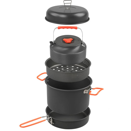 Juego de utensilios de cocina al aire libre, olla de cocina para acampar, hervidor de vapor, sartén, juego de cocina