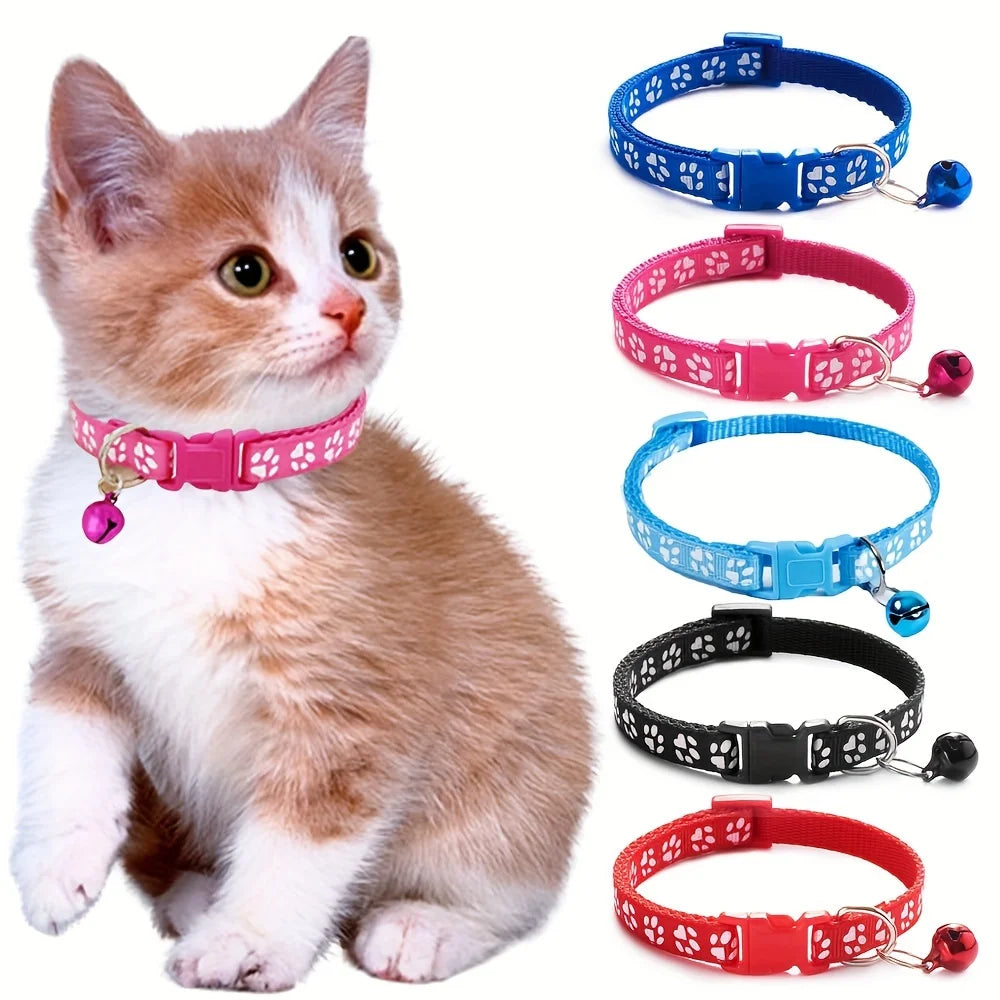 Collar de Moda para Gatos, con Patrón Colorido y Campana, Ajustable, para Gatos y Gatitos, Collar con Anillo DIY, Accesorios para Mascotas