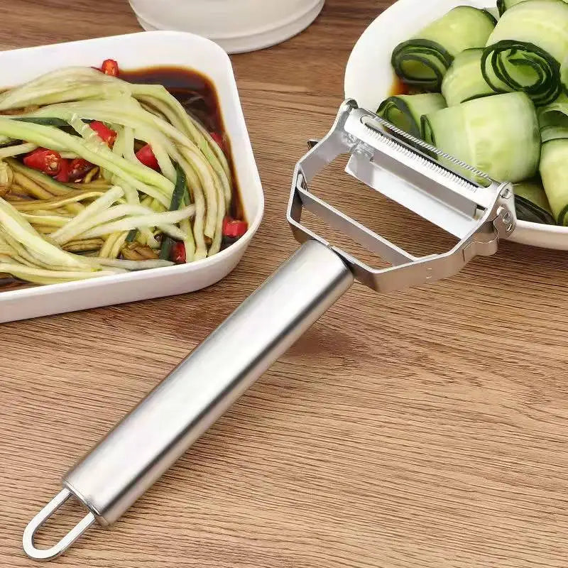 Pelador de verduras de cocina, cepillador de melón de acero inoxidable, pelador de doble cabezal, pelador de frutas y verduras multifunción para el hogar