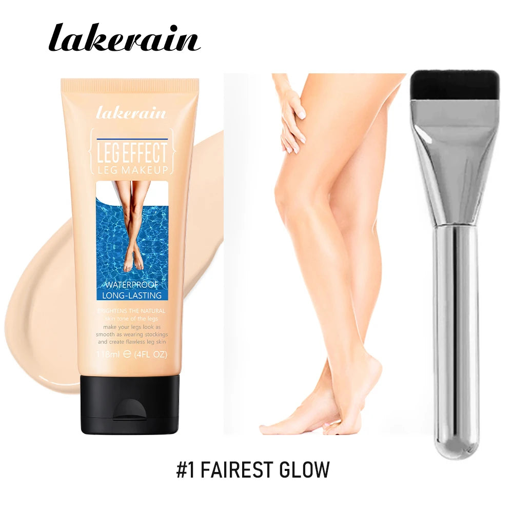 Crema Bronceadora Corporal de 116 ml, Tono Medio, Base de Maquillaje para Piernas con Brocha, Resistente al Agua, Larga Duración, Unifica el Tono de Piel, Maquillaje Corporal