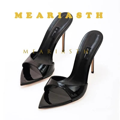 Zapatillas de tacón alto transparentes, sandalias altas sin cordones con punta abierta y tacón fino a la moda, estilo descalzo a la moda