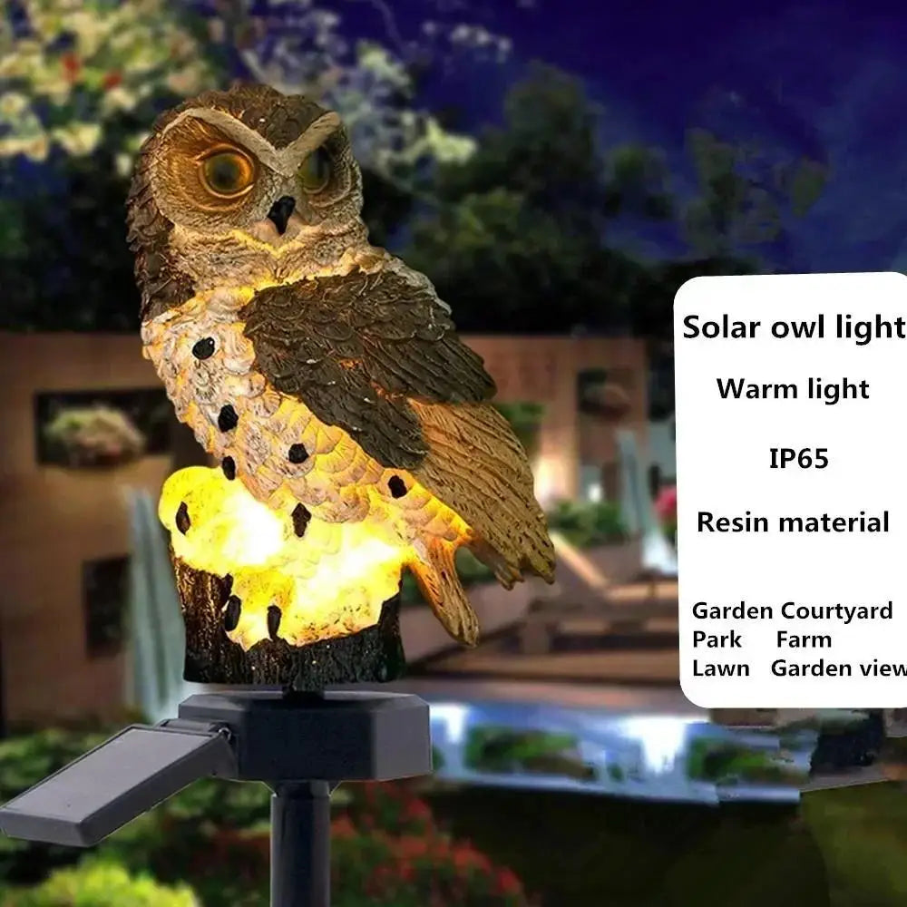 Nuevo 1 Uds. Luces de búho decorativas para exteriores, lámpara de pie para césped con energía Solar, iluminación de paisaje impermeable, camino, linterna LED de animales
