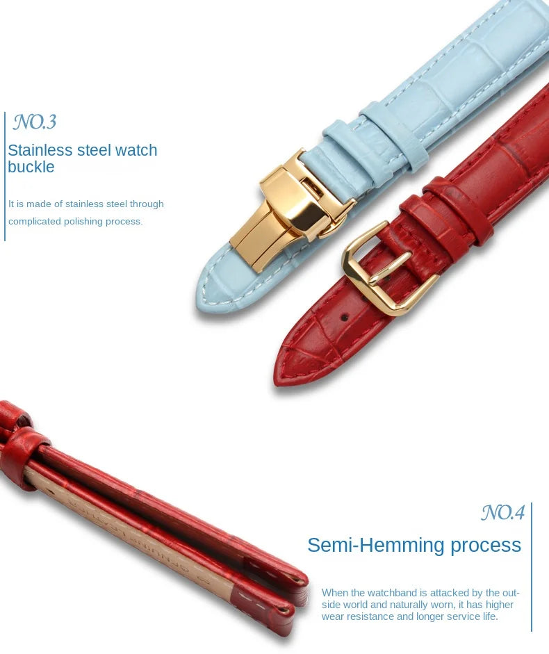 10mm 12mm 14mm 15mm 16mm 18m blanco rojo rosa para Casio Tissot correa de cuero genuino correa de reloj de mujer accesorios de pulsera