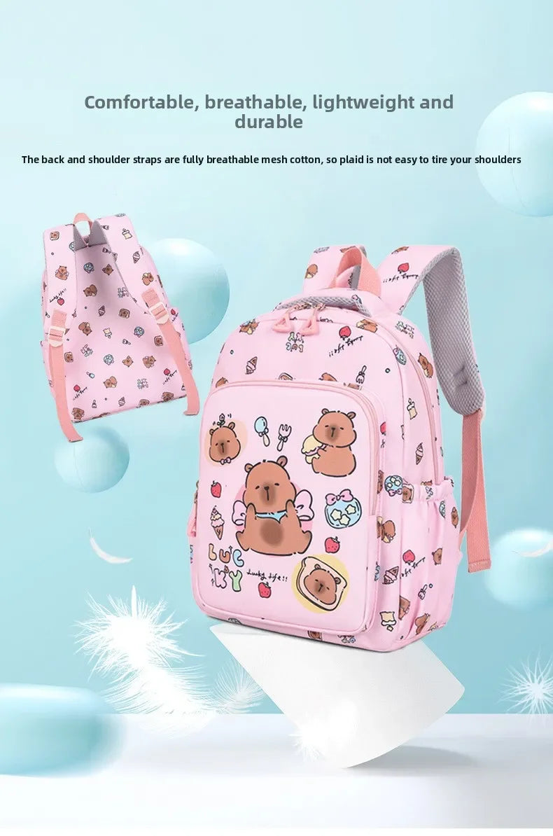 Mochila colorida Capybara 3 unids/set para mujer, mochilas escolares informales con bolsa de almuerzo, mochila para chica, niño, estudiante y adolescente