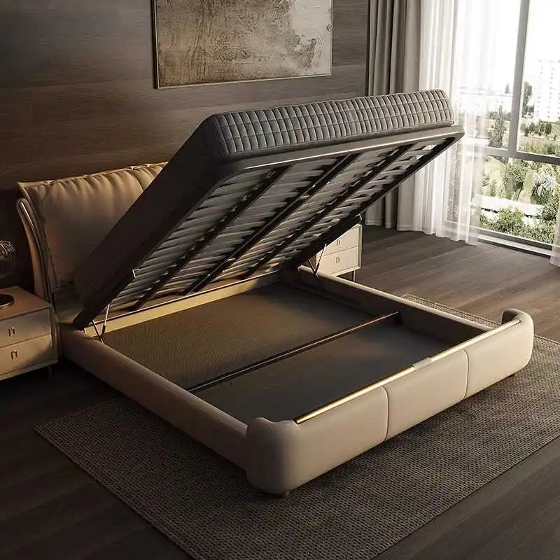 Marco De cama moderno De princesa Beige, marcos De Cama doble De diseño impermeables para dormitorio, Camas De Dormitorio De tamaño completo, muebles para el hogar