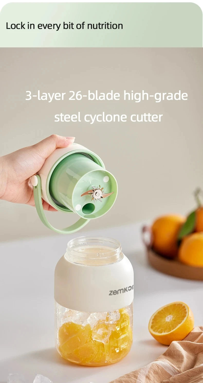Exprimidor portátil de 1100ML, mezclador de frutas frescas, 26 cuchillas, exprimidor multifuncional recargable por USB, triturador de hielo, licuadora de batidos para el hogar