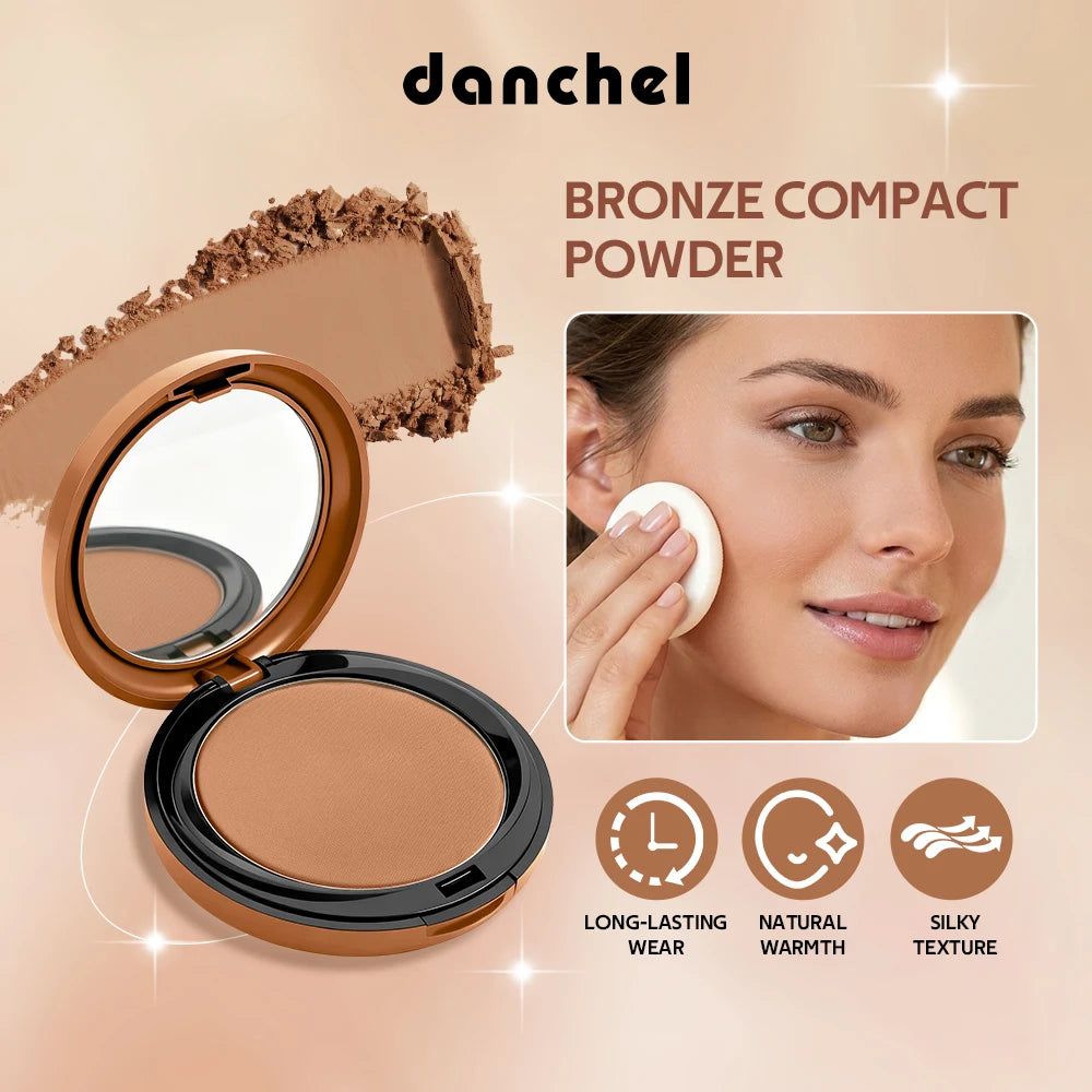 Polvo Compacto Mate Bronceado de Larga Duración, Control de Grasa, Define el Contorno Facial, Polvo Fijador con Acabado Mate Suave, Maquillaje Coreano