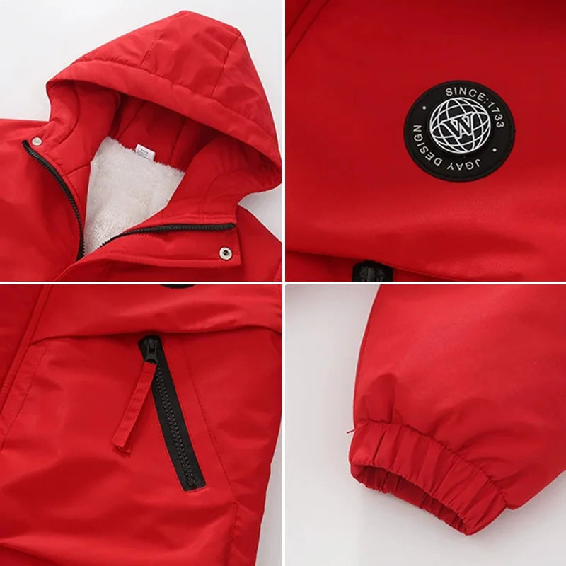Abrigo de Felpa y Algodón para Niños, Otoño-Invierno 2026, Parka para Niños de 4 a 14 Años, Chaqueta con Capucha, Impermeable, Gruesa y Cálida, Cortavientos Informal