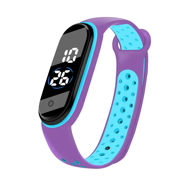 Reloj deportivo resistente al agua para niños, reloj Digital LED con pantalla táctil inteligente, correa de silicona de dos tonos, reloj para hombres y mujeres, reloj para estudiantes