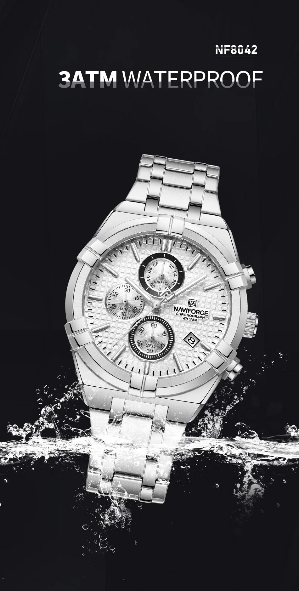NAVIFORCE relojes originales para hombre, cronógrafo deportivo de cuarzo a la moda, reloj de pulsera para hombre Simple salvaje resistente al agua con pantalla