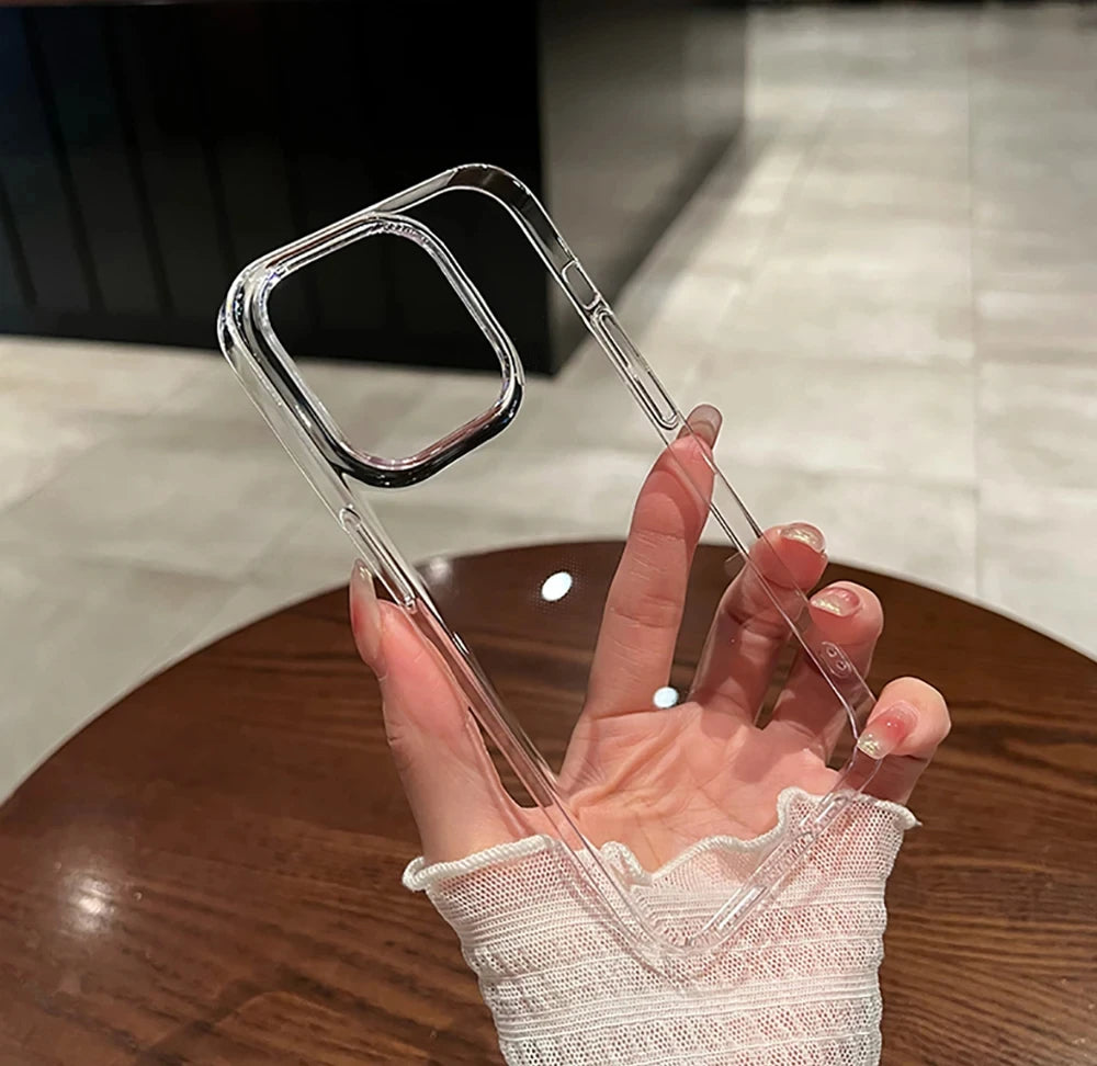 Fundas de parachoques transparentes a prueba de golpes de lujo para iPhone 16 15 14 13 12 11 Pro Max Plus accesorios de cubierta de teléfono acrílico suave transparente