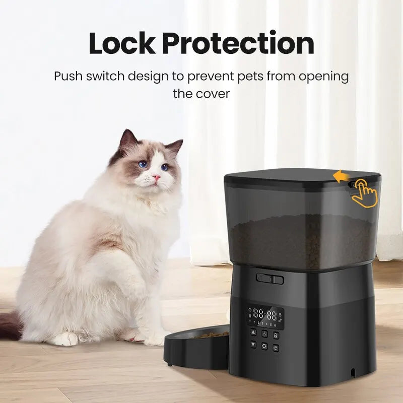 ROJECO-comedero automático para mascotas, versión con botón, dispensador automático de comida para gatos, accesorios, Control inteligente, alimentador para mascotas para gatos, comida seca para perros
