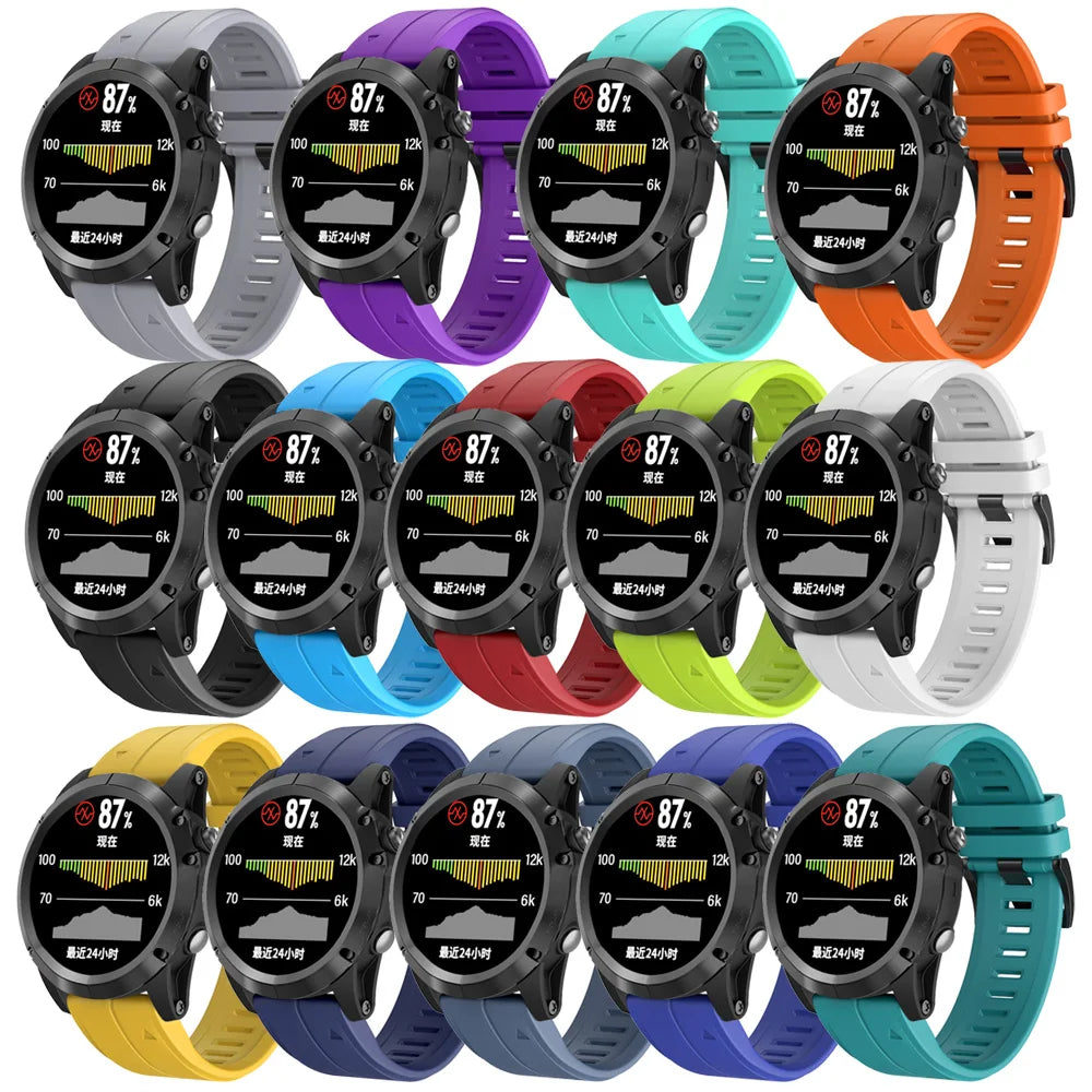 Correa deportiva de silicona para Garmin Descent G2 G1 Mk3i Mk2 Mk1/Fenix 8 Pro E 7 7X 6 6X 5 5X/Epix pulsera suave 22/26mm banda Quickfit