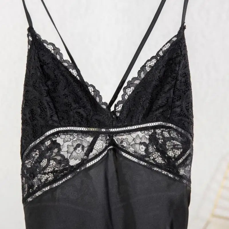 Sexy Intimate Lingerie Perspective Nightwear Lace Patchwork Home Wear Robe Suit Lady Kimono Gown Sleepwear Satin Nighty Bathrobe