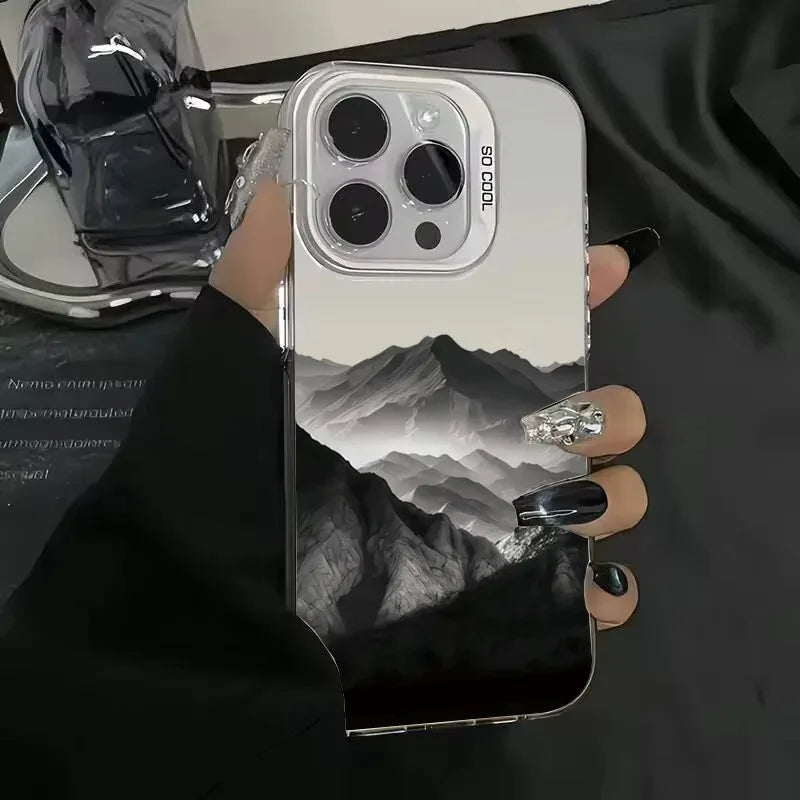 Funda de teléfono para iPhone 16E, fundas para iPhone 16 15 14 13 11 12 Pro Max 16 15 14 Plus, nueva funda colorida para teléfono con estampado de vista de montaña