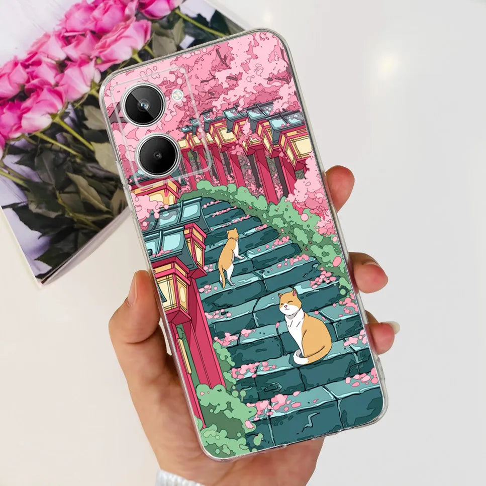 Para Realme 10 4G RMX3630 funda de teléfono suave de silicona TPU a prueba de golpes para Realme 10 funda protectora trasera con diseño de dibujos animados bonitos