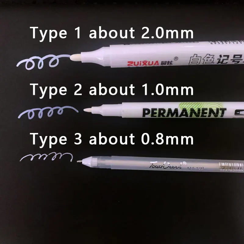 Evidenziatori bianchi da 1/3/5 pezzi, penna gel bianca oleosa impermeabile da 2,0 mm, pennarelli per schizzi graffiti, articoli di cancelleria e forniture scolastiche