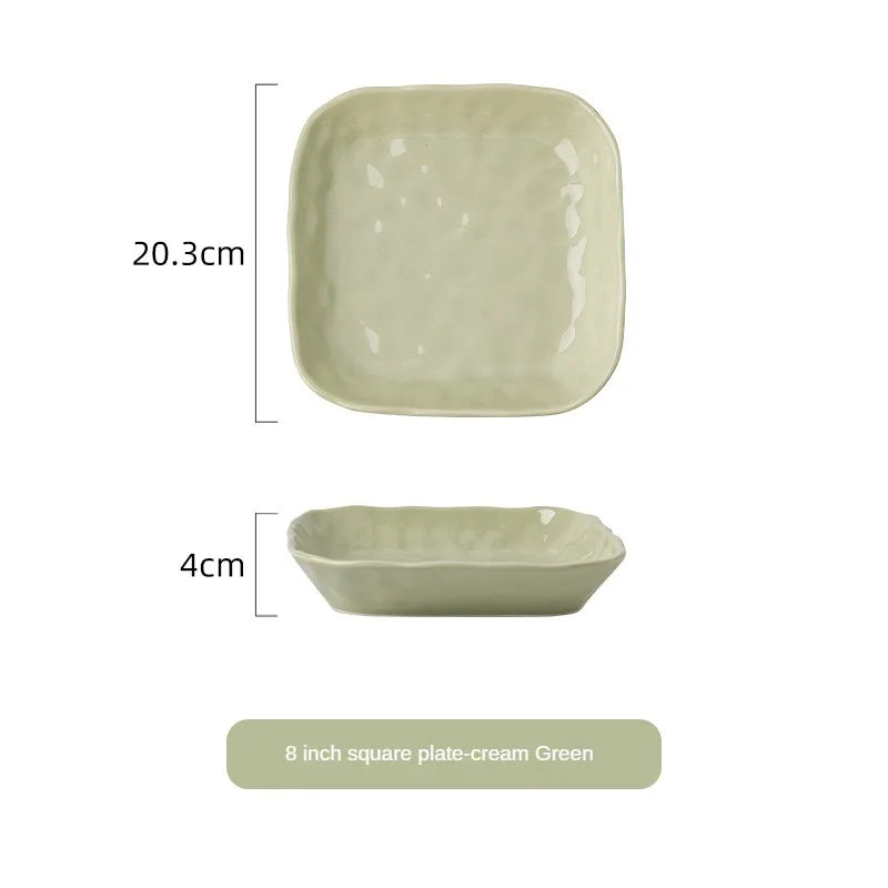 Juego de cuencos y platos de cerámica de estilo nórdico para uso doméstico, alta belleza, Simple, crema, vajilla de cerámica, nuevo