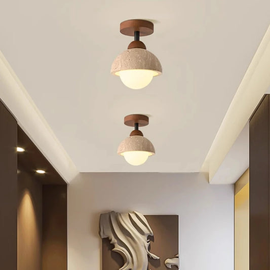 Lámpara de techo LED de piedra travertino, accesorio de iluminación para pasillo, sala de estar, comedor, decoración de dormitorio, lámpara de techo