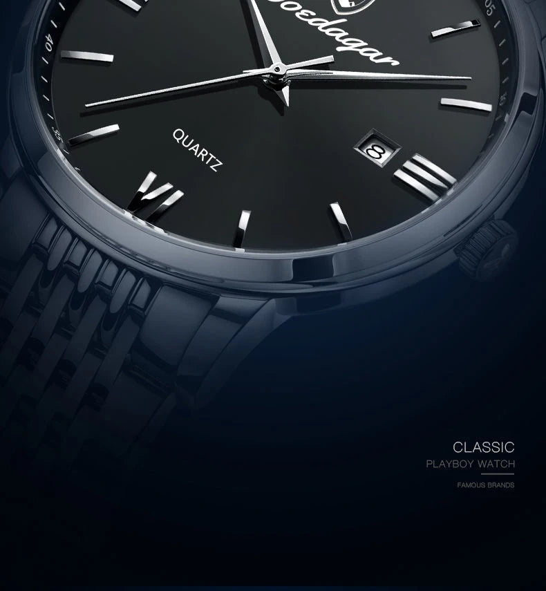 POEDAGAR, relojes de negocios de lujo para hombre, reloj de pulsera resistente al agua de acero inoxidable con fecha para hombre, reloj de pulsera de cuarzo Simple a la moda para hombre