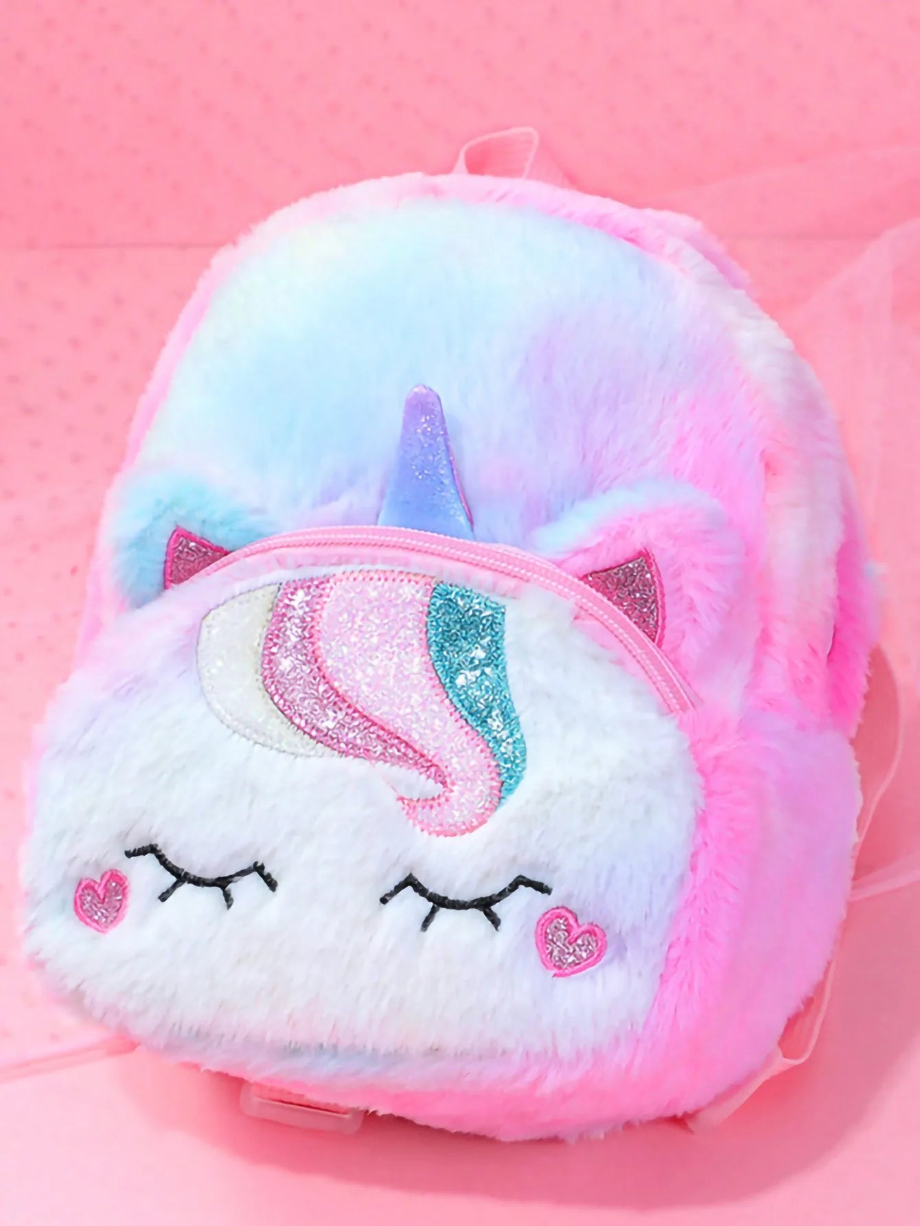 Nueva mochila transfronteriza de dibujos animados de unicornio de peluche para niños, mochila, mochila pequeña para chica bonita, mochila escolar