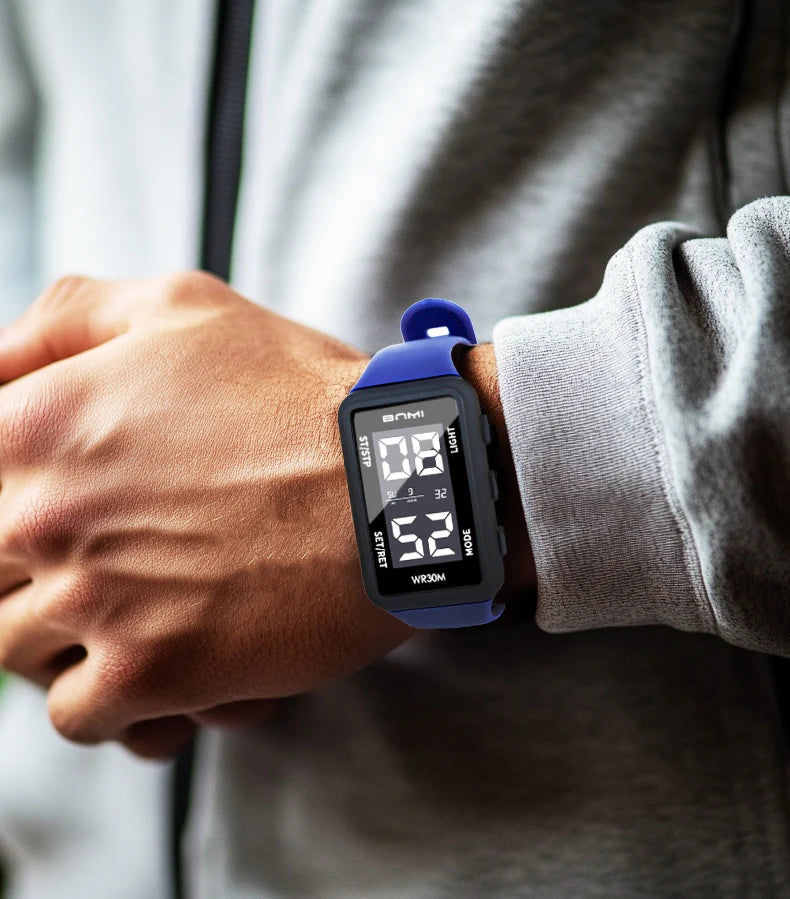 2025 Reloj electrónico deportivo rectangular para hombre, resistente al agua, alarma de luz nocturna, reloj Digital ligero y portátil para hombre