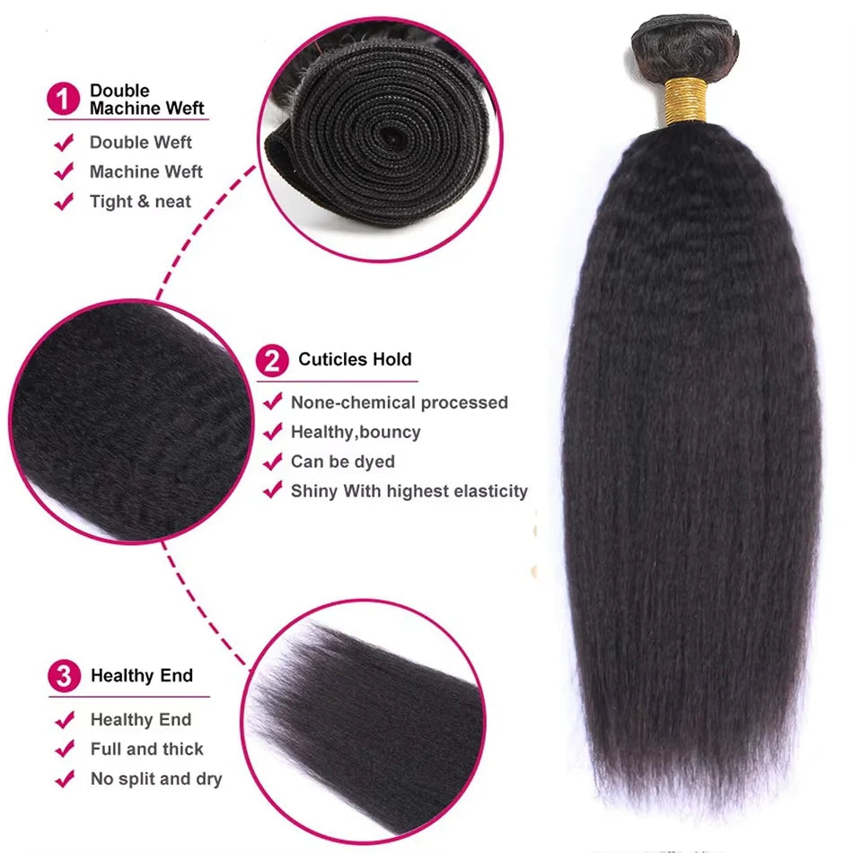Extensiones de Cabello Humano Liso Rizado de 30 Pulgadas, Paquetes de Cabello Brasileño Remy para Coser, 3 o 4 Paquetes de Cabello Virgen en Trama