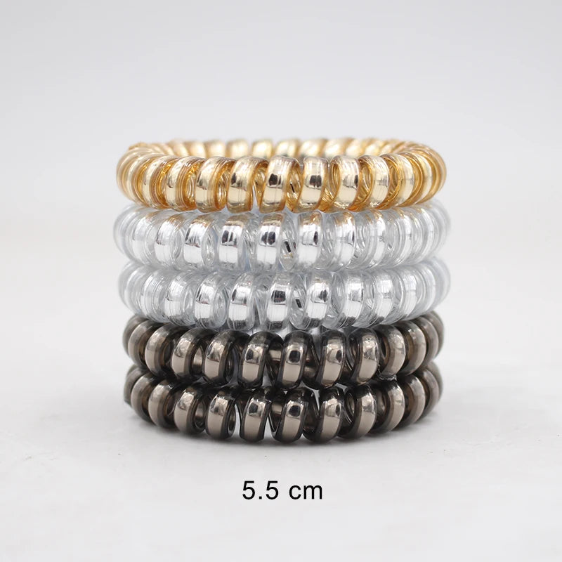 Banda elástica para el cabello, banda para el pelo con cable en espiral esmerilado, lazo para el pelo, Goma elástica para la cabeza, color liso mate, 5 unidades por juego, nueva moda