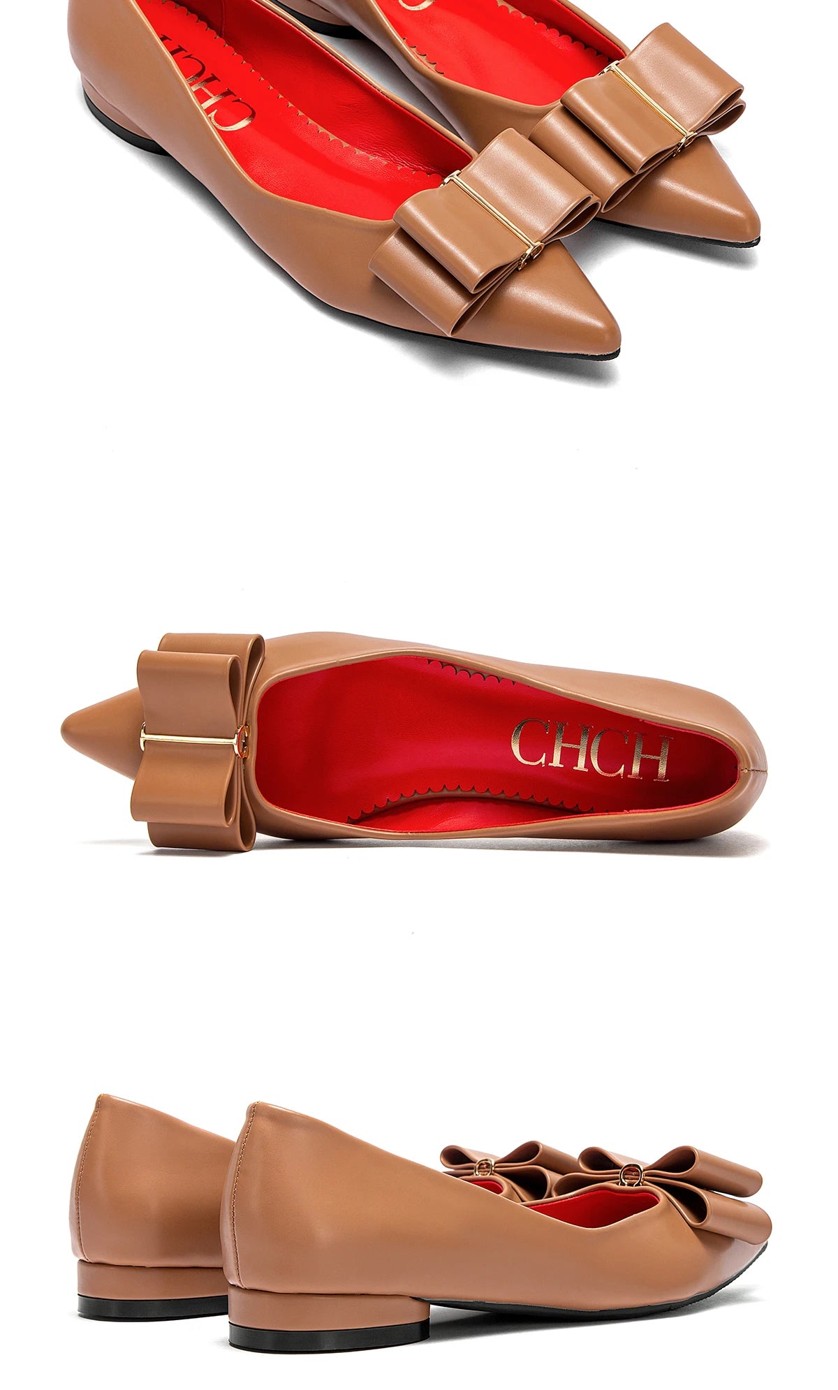 CHCH Zapatos planos para mujer Nuevos zapatos de negocios con lazo puntiagudo negro Zapatos cómodos para ir al trabajo para mujer