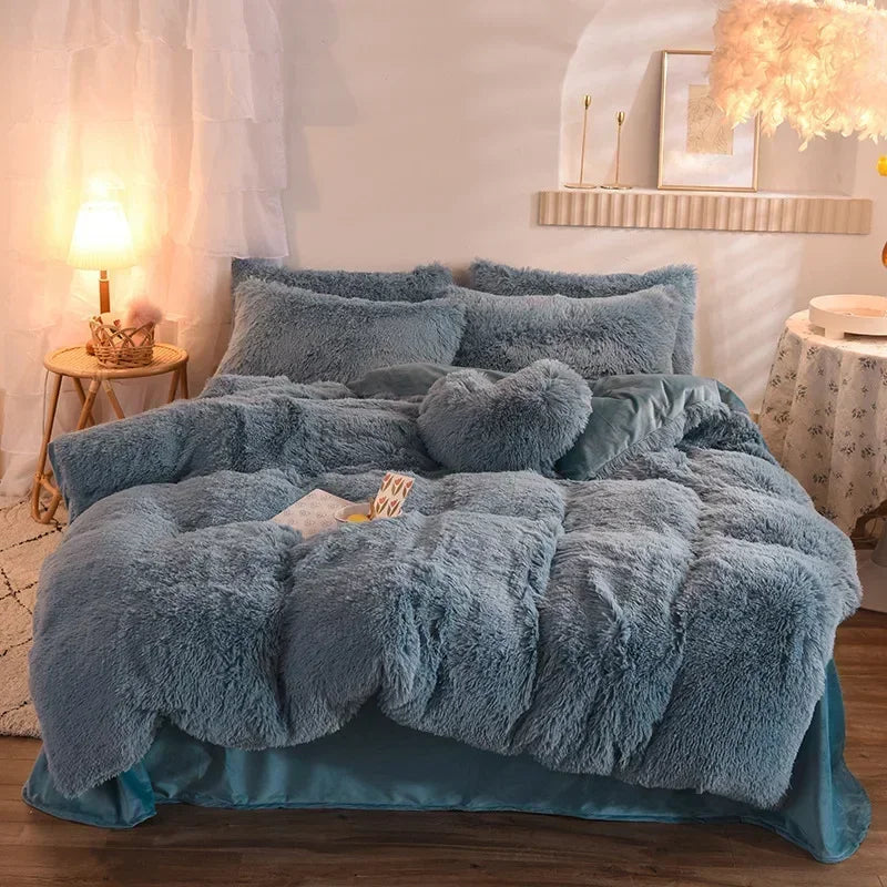 Juego de funda nórdica de felpa de lujo de 3/4 piezas: ropa de cama acogedora y suave, perfecta para el confort del dormitorio, ideal para habitaciones de invitados y dormitorio Aesth