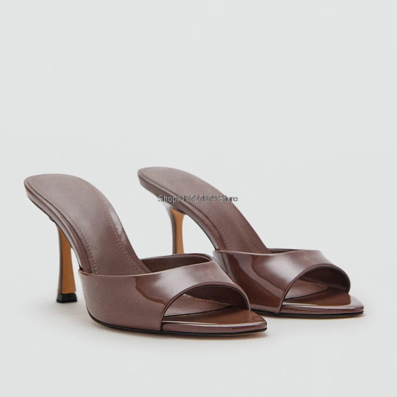 Sandalias de Tacón Alto para Mujer, Primavera-Verano 2026, Nuevas Sandalias Elegantes de Cuero Pintado, Sandalias de Tacón Alto para Uso en Exteriores