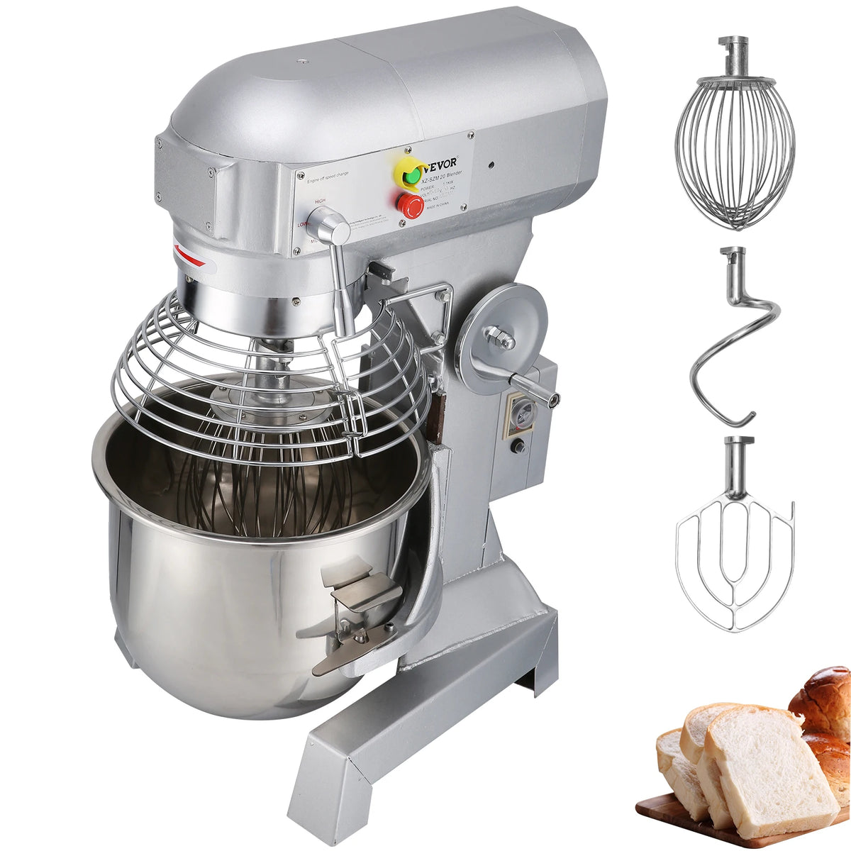 SucceBuy Mezclador de alimentos comercial 10Qt 450W 3 velocidades ajustables 110/178/390 RPM batidor batidor de acero inoxidable resistente Premium