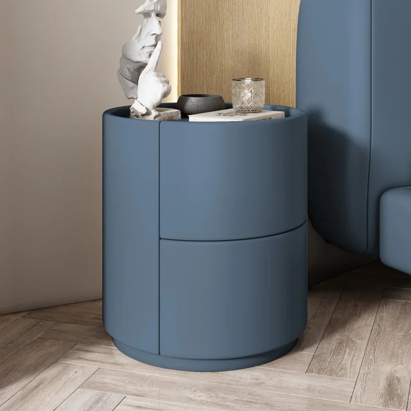 Gabinete lateral para sofá de sala de estar, mesita de noche redonda creativa de madera maciza, nuevo gabinete de almacenamiento para dormitorio pequeño y moderno y sencillo