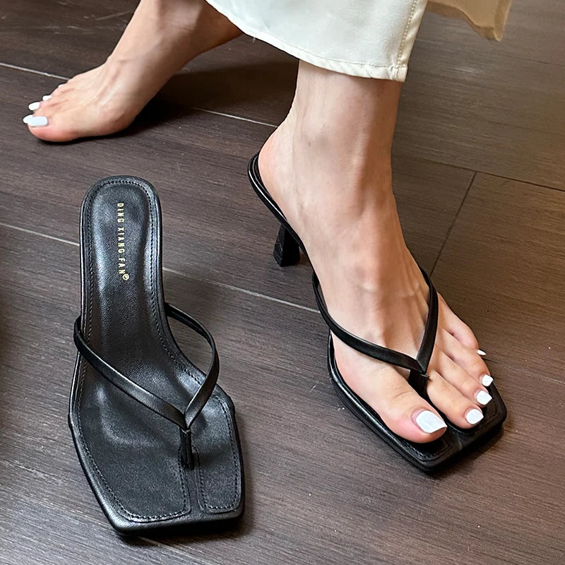 Sandalias de tacón sexis de verano para mujer, zapatos deslizantes para mujer, zapatos de tacón a la moda para mujer, chanclas, zapatillas de tacón alto de lujo