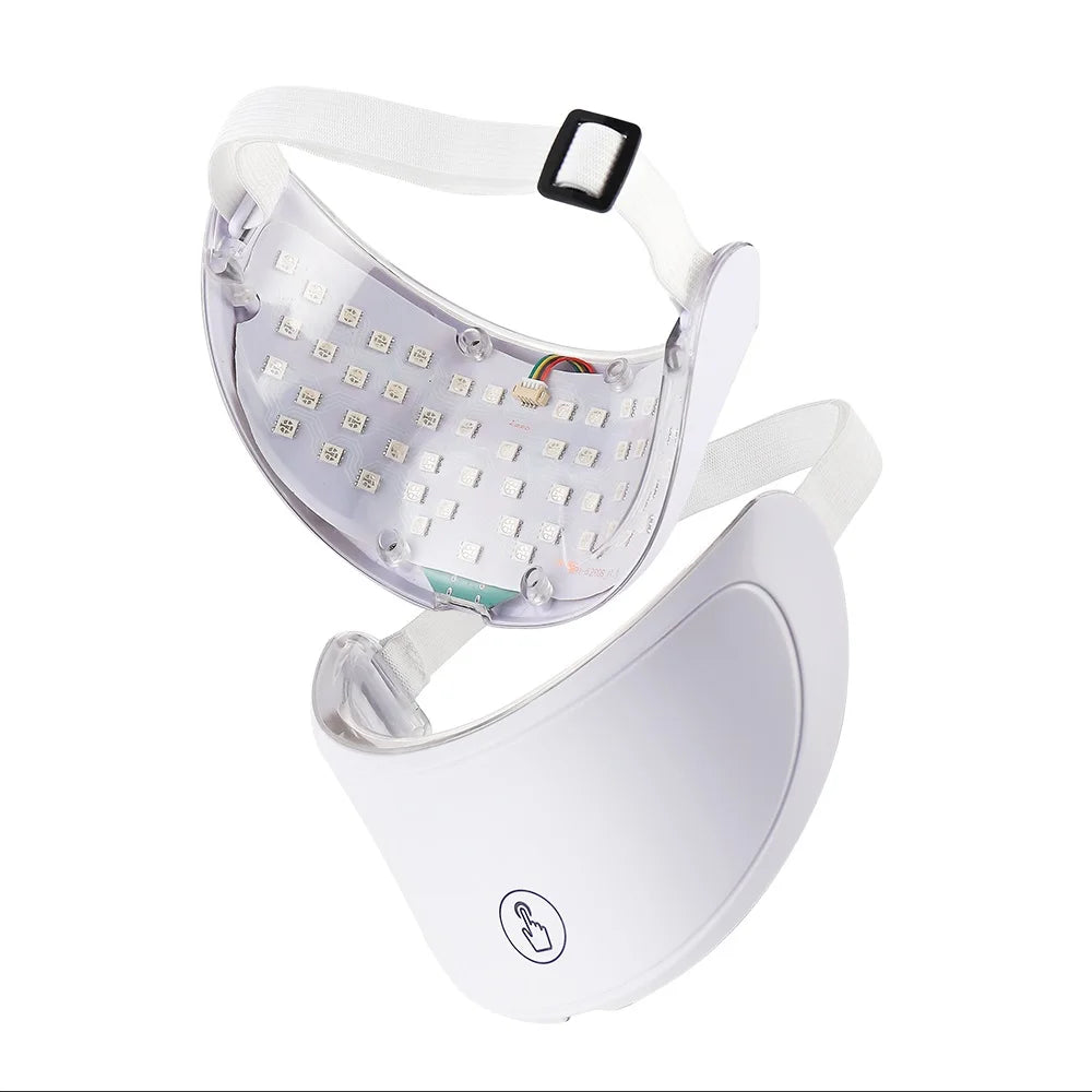 Máscara LED para el cuello, 7 colores, fotones, antiarrugas, brillo de la piel, máscara de belleza para el cuello, estiramiento de la piel, eliminador de arrugas del cuello, cuidado de la piel