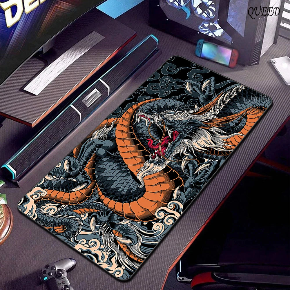 Alfombrilla grande para ratón de dragón blanco y negro, alfombrilla para ratón para juegos, Base de goma grande, alfombrilla para ratón, alfombrilla para escritorio púrpura, alfombrillas para ratón 400x900