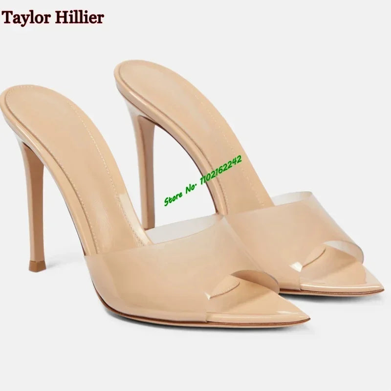 Zapatillas de punta puntiaguda para mujer, zapatos de tacón de aguja de 5cm/8cm/10cm, estilo francés, Sexy, a la moda, talla 46, novedad de verano, 2024