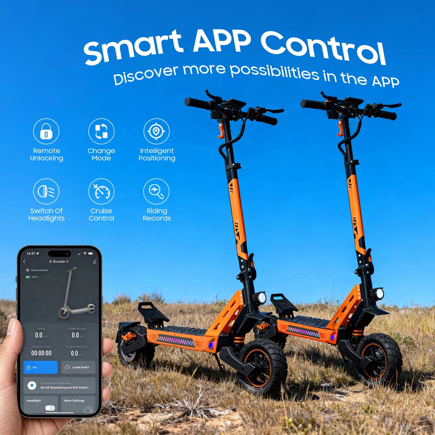 Patinete Eléctrico TOFUN TF3 PRO 1200W con APP, Velocidad Máxima 50 km/h, Autonomía 40-50 km, 48V 15.6Ah, Neumáticos de 10 Pulgadas, 4 Modos, Plegable