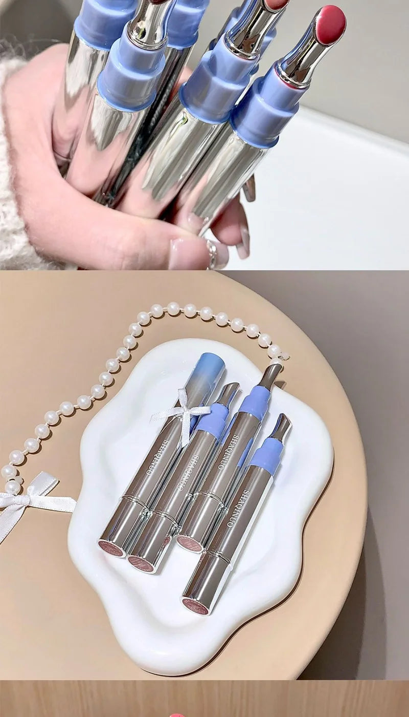 Brillo Labial con Esencia Acuosa de Espejo, Larga Duración, No Pegajoso, Voluminizador, Brillo Labial Líquido, Esmalte Labial en Gel, Maquillaje Hidratante, Tinte Labial