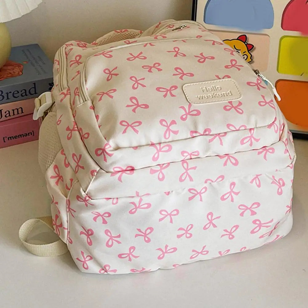 Conjunto de mochila de 3 uds., mochila con lazo de gran capacidad, bolso escolar de nailon con estampado de lazo, mochila para estudiantes con correa ajustable