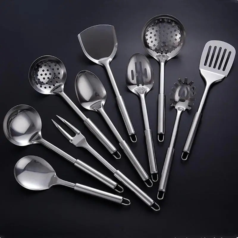 Utensilios de cocina, utensilios de cocina, pala de acero inoxidable, cuchara para sopa, utensilios giratorios, vajilla, herramienta de cocina, utensilios de cocina