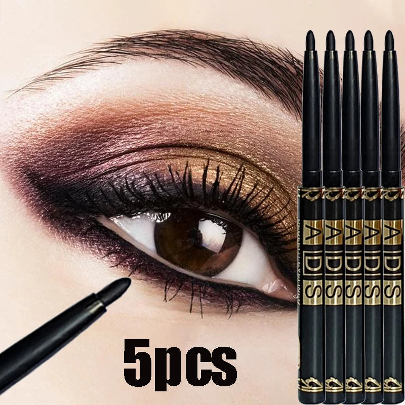 Lápiz delineador de ojos negro Punk, resistente al agua, de secado rápido, altamente pigmentado, delineador suave mate, maquillaje de ojos atrevido para principiantes, 1/2/5 Uds.